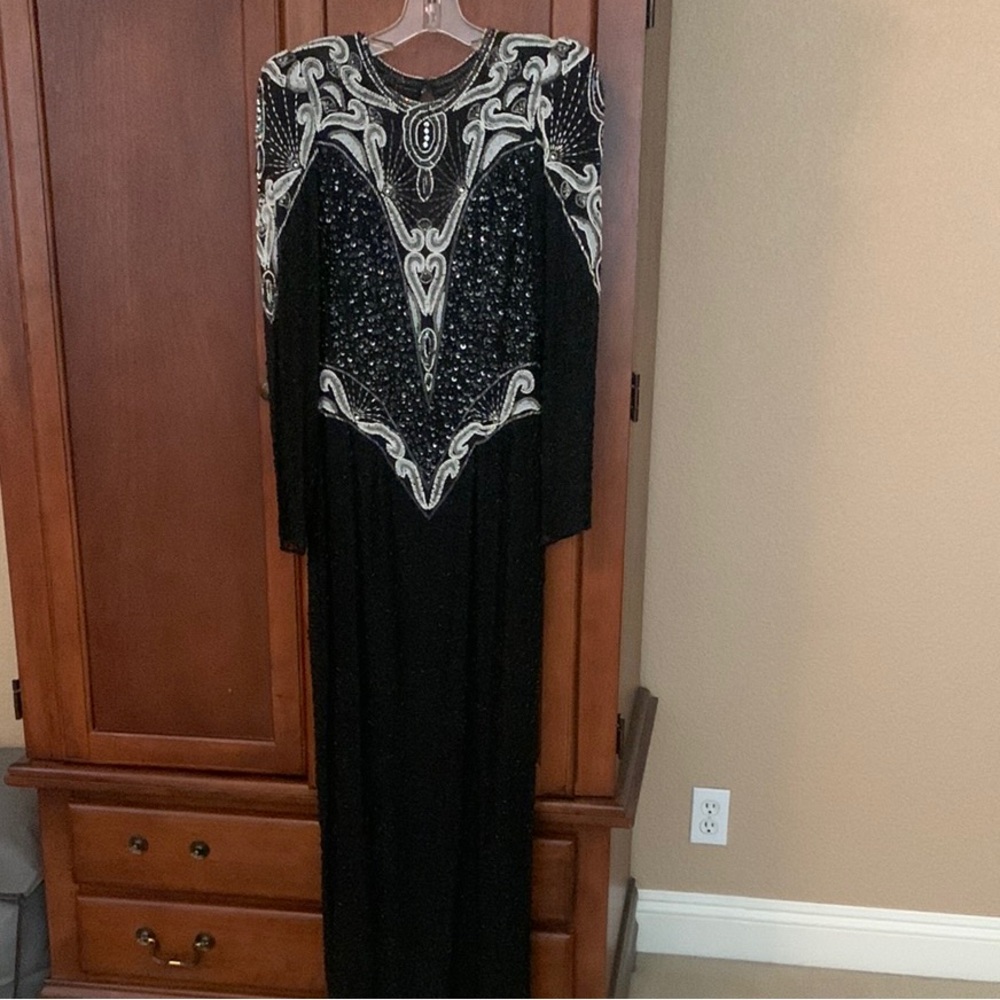 VINTAGE 1980’s Landa silk beaded gown